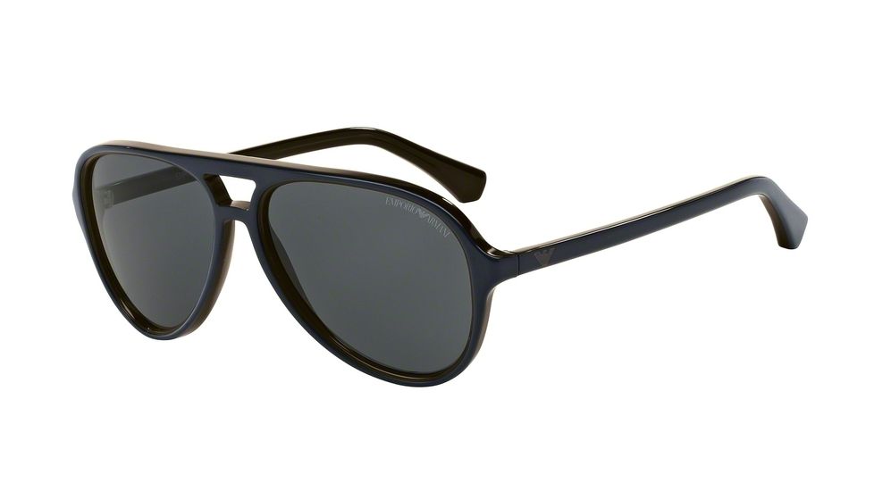 Armani EA4063 Single Vision Prescription Sunglasses EA4063-546687-58 - Lens Diameter 58 mm, Frame Color Top Blue On Tr Brown