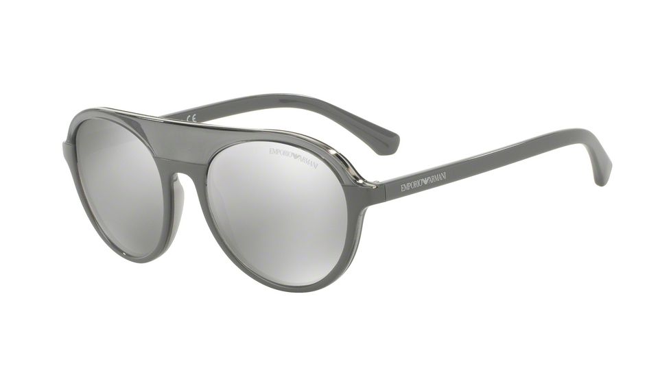 Armani EA4067 Single Vision Prescription Sunglasses EA4067-55216G-54 - Lens Diameter 54 mm, Frame Color Transparent Grey/grey