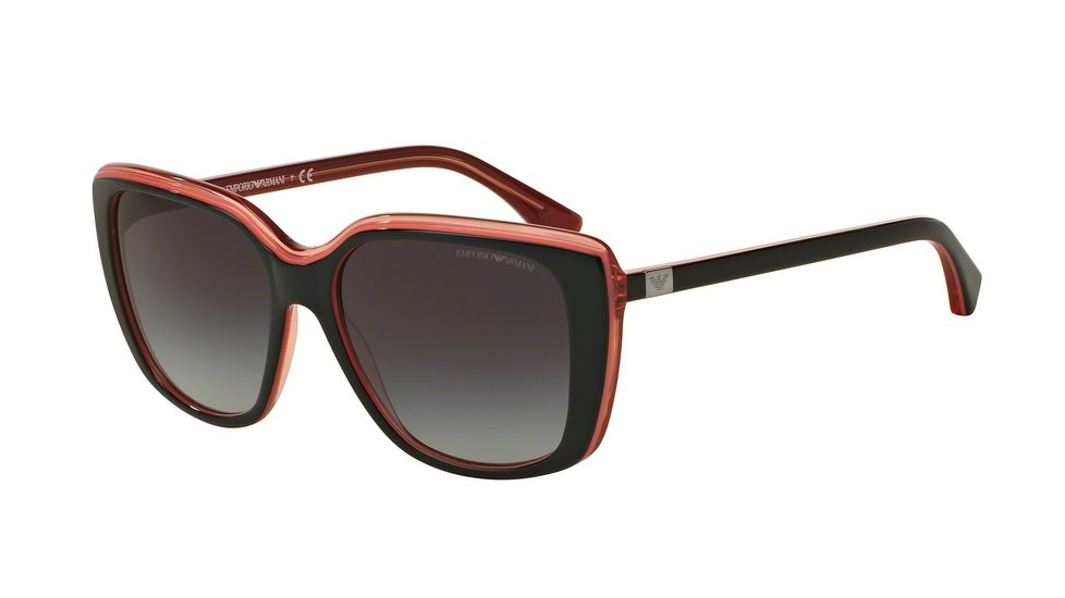 Armani EA4069 Single Vision Prescription Sunglasses EA4069-55148G-56 - Lens Diameter 56 mm, Frame Color Top Black/opal Coral/coral Tr
