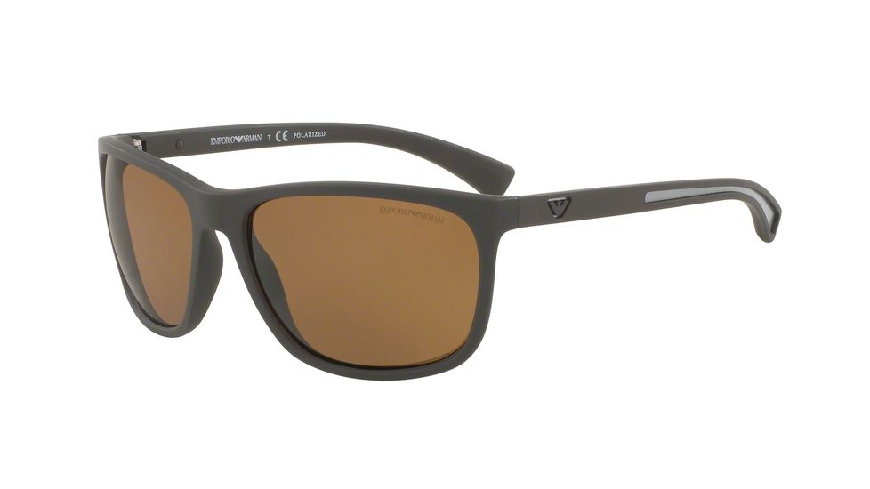 Armani EA4078 Progressive Prescription Sunglasses EA4078-530583-62 - Lens Diameter 62 mm, Frame Color Brown Rubber