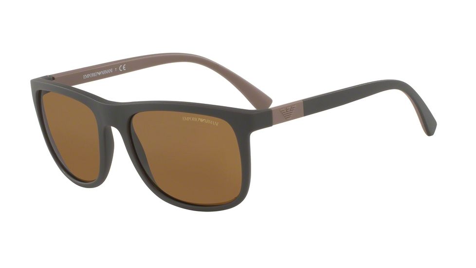 Armani EA4079 Progressive Prescription Sunglasses EA4079-550983-57 - Lens Diameter 57 mm, Frame Color Matte Brown
