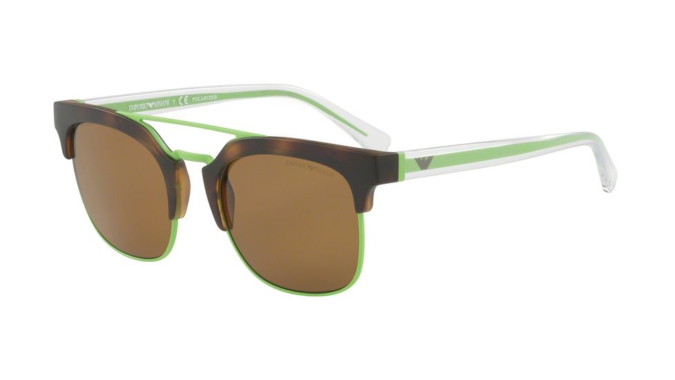 Armani EA4093 Single Vision Prescription Sunglasses EA4093-508983-52 - Lens Diameter 52 mm, Frame Color Matte Havana