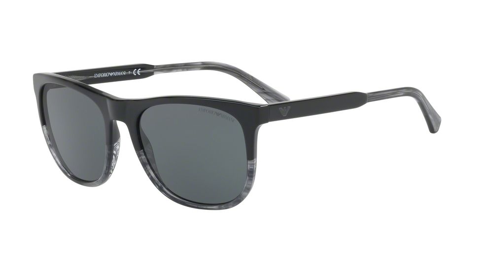 Armani EA4099 Bifocal Prescription Sunglasses EA4099-556687-56 - Lens Diameter 56 mm, Frame Color Black/tr Striped Grey