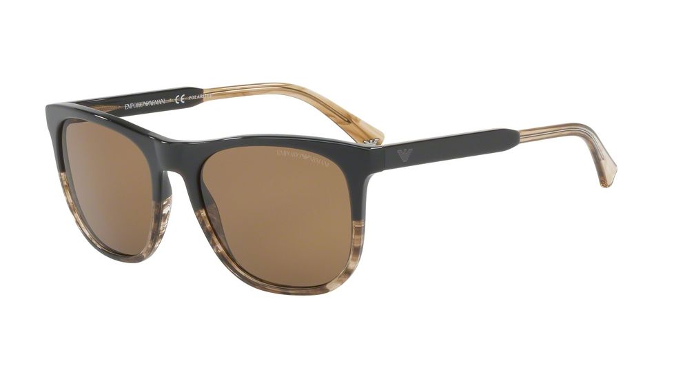 Armani EA4099 Bifocal Prescription Sunglasses EA4099-556783-56 - Lens Diameter 56 mm, Frame Color Brown/tr Striped Brown