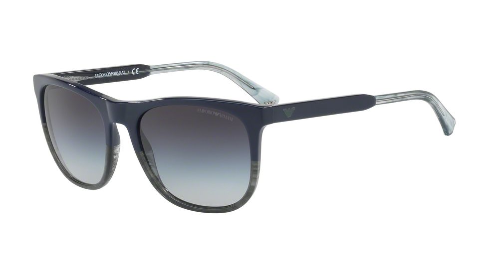 Armani EA4099F Progressive Prescription Sunglasses EA4099F-55728G-56 - Lens Diameter 56 mm, Frame Color Ble/tr Striped Green