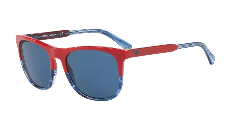 Armani EA4099F Progressive Prescription Sunglasses EA4099F-557380-56 - Lens Diameter 56 mm, Frame Color Red/tr Striped Blue