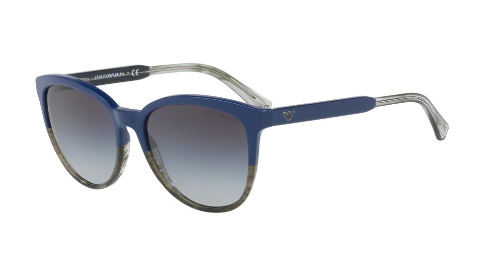 Armani EA4101F Single Vision Prescription Sunglasses EA4101F-55688G-56 - Lens Diameter 56 mm, Frame Color Blue/tr Striped Green