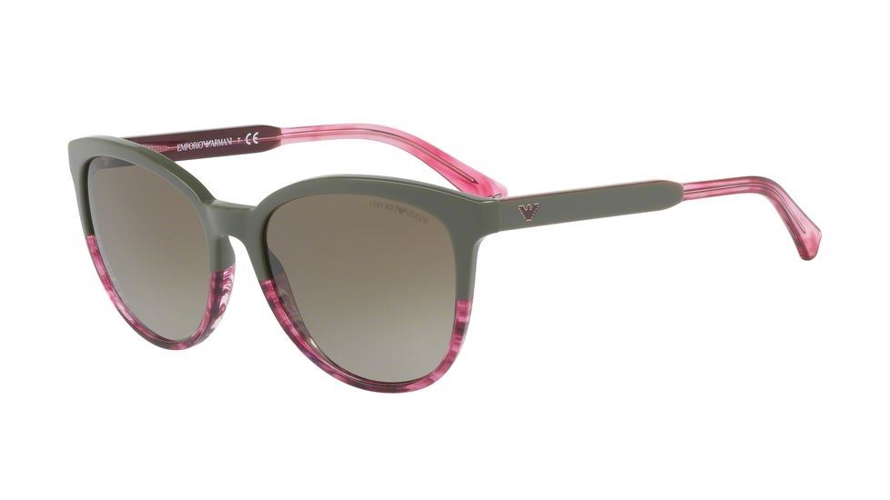 Armani EA4101F Single Vision Prescription Sunglasses EA4101F-556913-56 - Lens Diameter 56 mm, Frame Color Military/tr Striped Pink