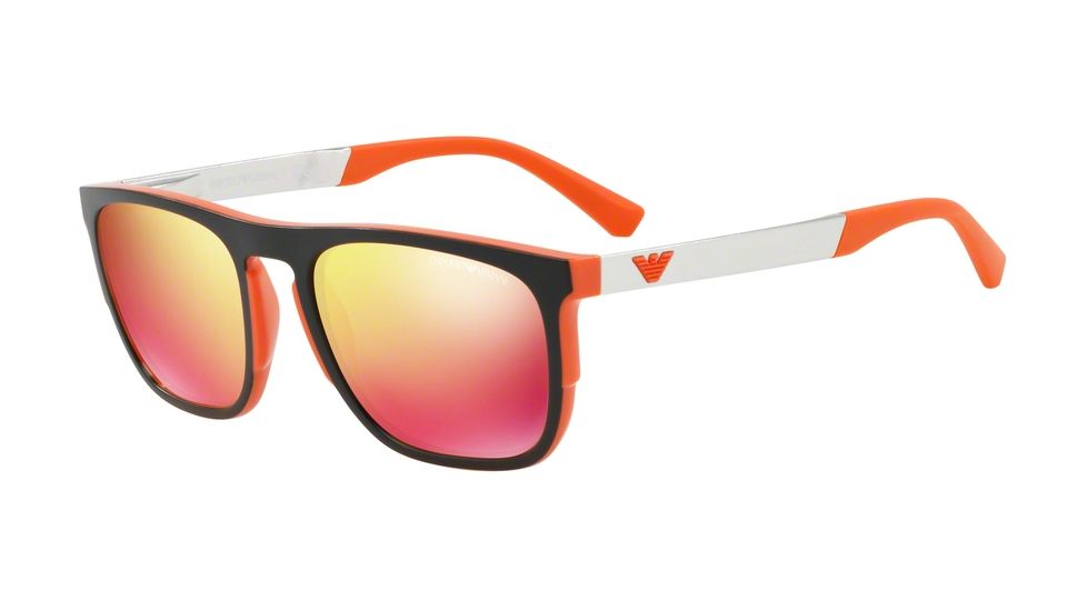 Armani EA4114F Progressive Prescription Sunglasses EA4114F-56766Q-56 - Lens Diameter 56 mm, Frame Color Matte Orange