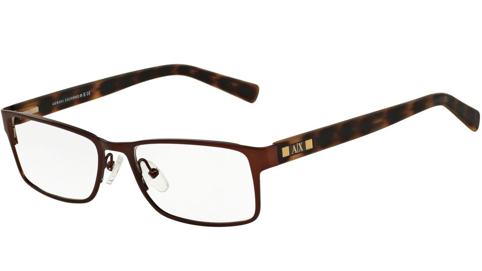 Armani Exchange AX1003 Single Vision Prescription Eyeglasses 6016-52 - Satin Brown Frame