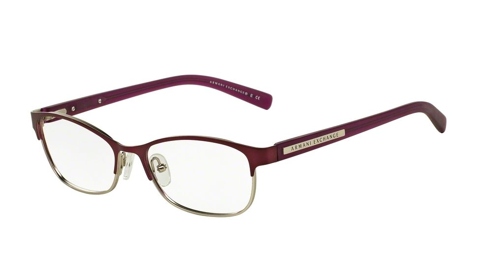 Armani Exchange AX1010 Progressive Prescription Eyeglasses 6050-53 - Satin Berry Jam/satin Silver Frame