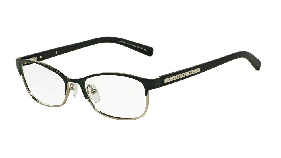 Armani Exchange AX1010 Progressive Prescription Eyeglasses 6051-53 - Satin Alpine Green/satin Slv Frame