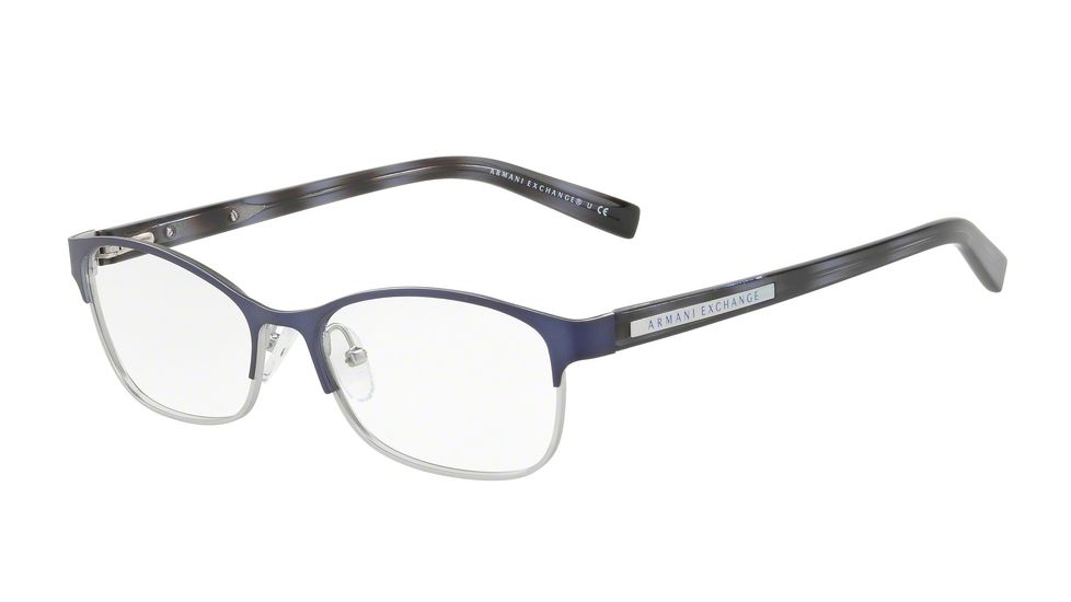 Armani Exchange AX1010 Progressive Prescription Eyeglasses 6110-53 - Navy Blue/matte Silver Frame
