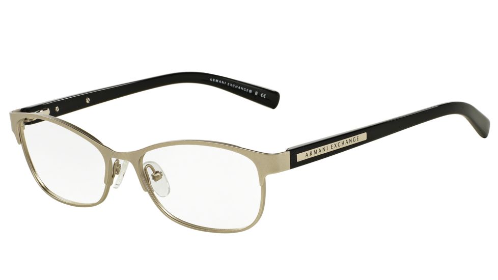 Armani Exchange AX1010 Progressive Prescription Eyeglasses 6027-53 - Satin Silver/black Frame