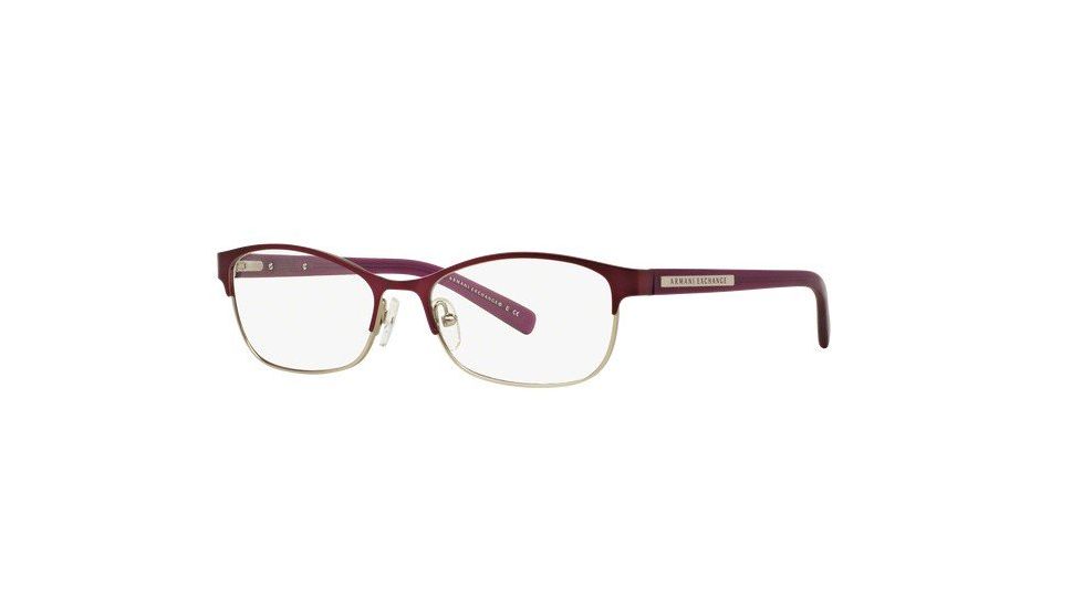 Armani Exchange AX1010 Progressive Prescription Eyeglasses, 50mm, Satin Berry Jam/satin Silver, AX1010-6050-50-PRO