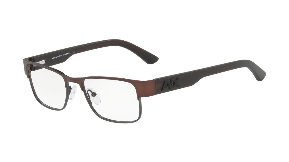 Armani Exchange AX1012 Progressive Prescription Eyeglasses 6058-51 - Satin Dark Brown/Dark Olive Frame