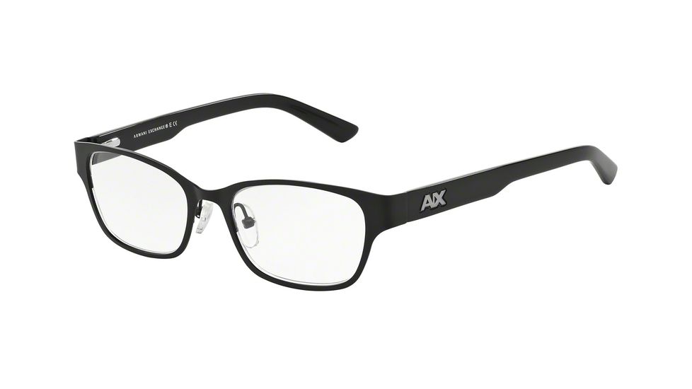 Armani Exchange AX1013 Single Vision Prescription Eyeglasses 6053-50 - Satin Black/Black Frame
