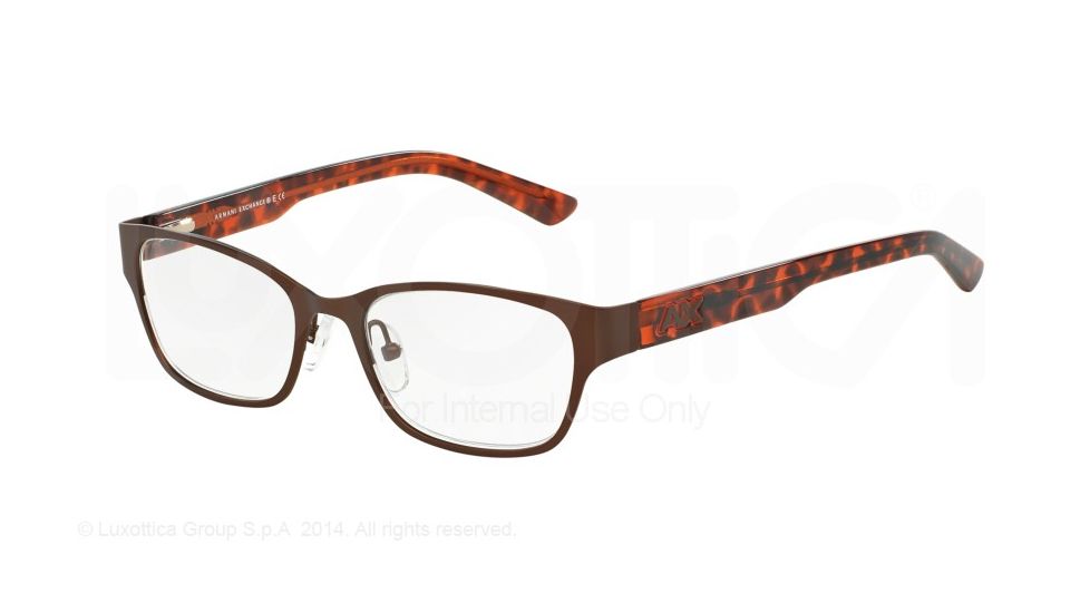Armani Exchange AX1013 Single Vision Prescription Eyeglasses 6055-50 - Satin Brown/Orange Tort Frame