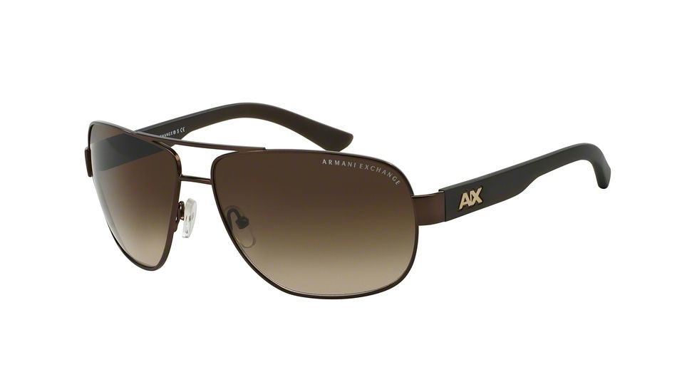 Armani Exchange AX2012S Single Vision Prescription Sunglasses AX2012S-605813-62 - Lens Diameter 62 mm, Frame Color Satin Dark Brown/Dark Olive