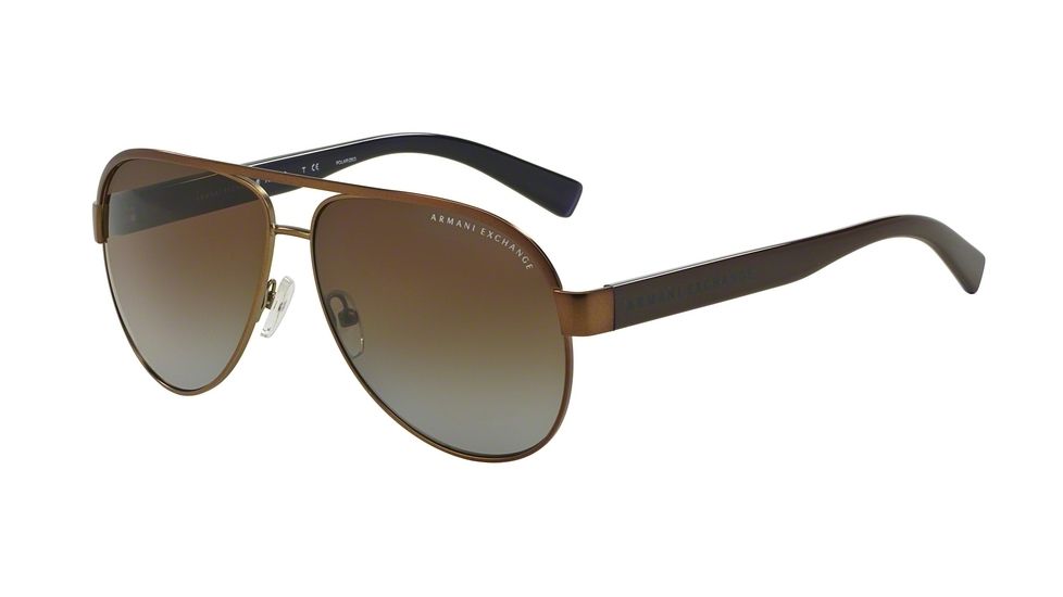 Armani Exchange AX2013 Progressive Prescription Sunglasses AX2013-6069TS-60 - Lens Diameter 60 mm, Frame Color Satin Brown/brown Blue Trans