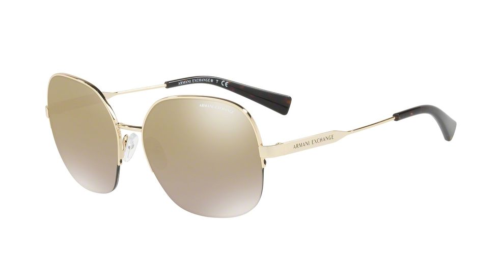 Armani Exchange AX2021S Single Vision Prescription Sunglasses AX2021S-31246E-58 - Lens Diameter 58 mm, Frame Color Pale Gold
