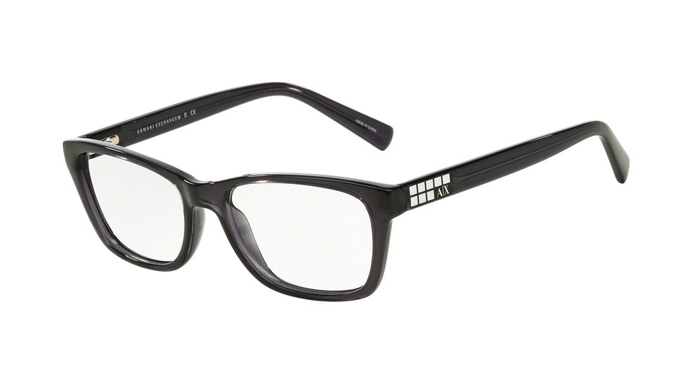 Armani Exchange AX3006 Single Vision Prescription Eyeglasses 8005-52 - Black Transparent Frame