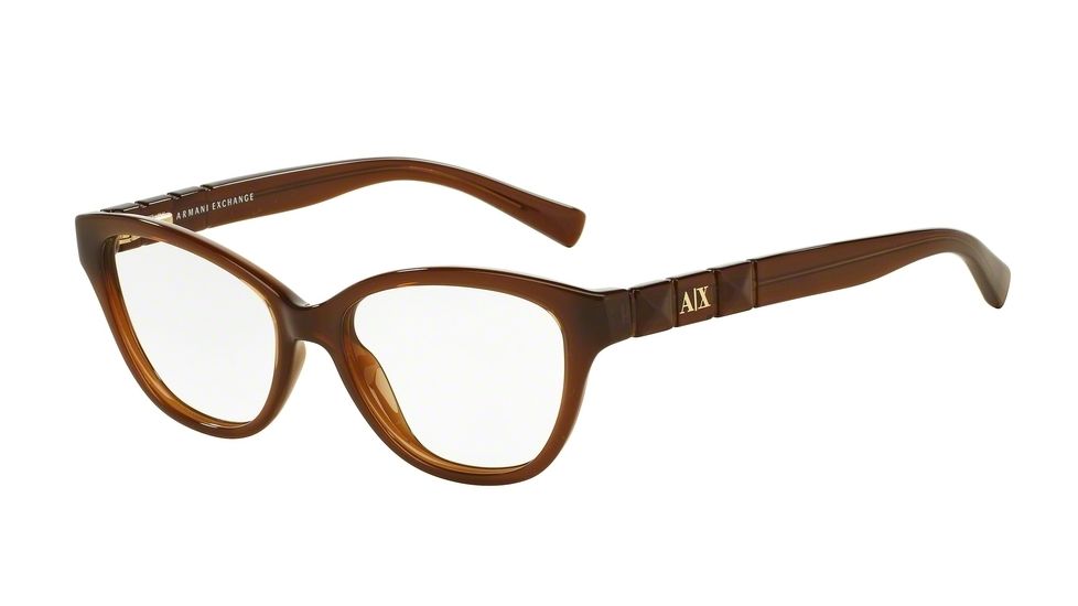 Armani Exchange AX3013 Progressive Prescription Eyeglasses 8092-52 - Brown Milky Frame