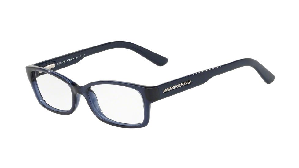 Armani Exchange AX3017 Progressive Prescription Eyeglasses, 52mm, Transparent Blue, AX3017-8237-52-PRO