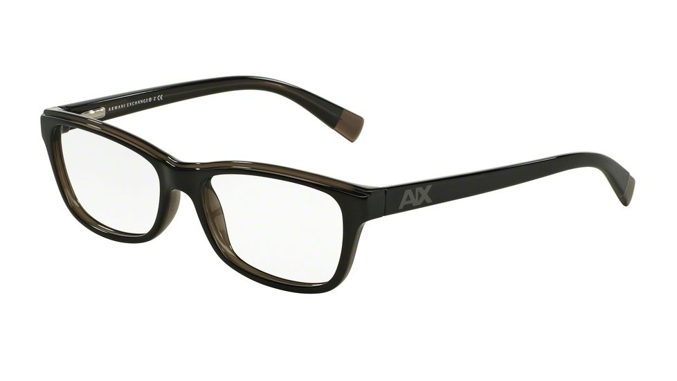 Armani Exchange AX3019 Bifocal Prescription Eyeglasses 1840-52 - Black/dk Grey Transparent Frame
