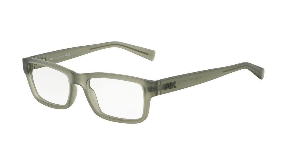 Armani Exchange AX3023 Single Vision Prescription Eyeglasses 8167-53 - Matte Mallard Green Trnsp Frame