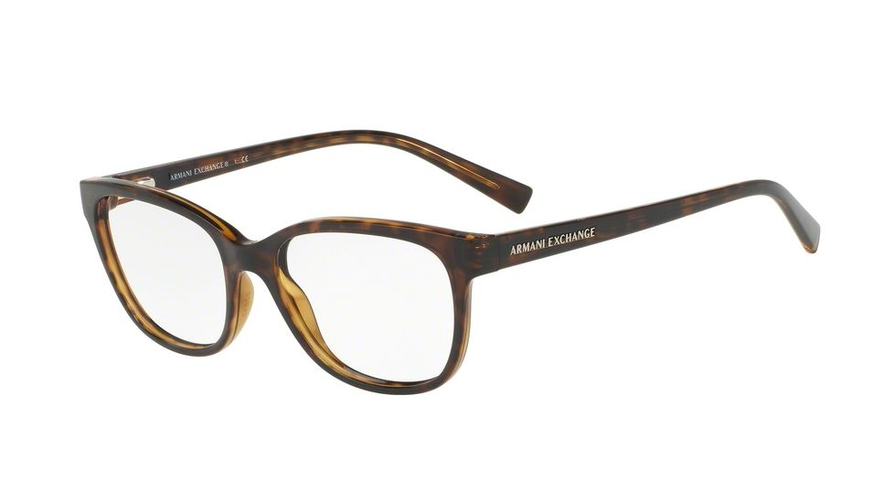 Armani Exchange AX3037 Single Vision Prescription Eyeglasses 8037-53 - Tortoise Frame