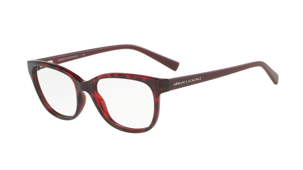 Armani Exchange AX3037 Single Vision Prescription Eyeglasses 8205-53 - Havana Red Rhubarb Frame