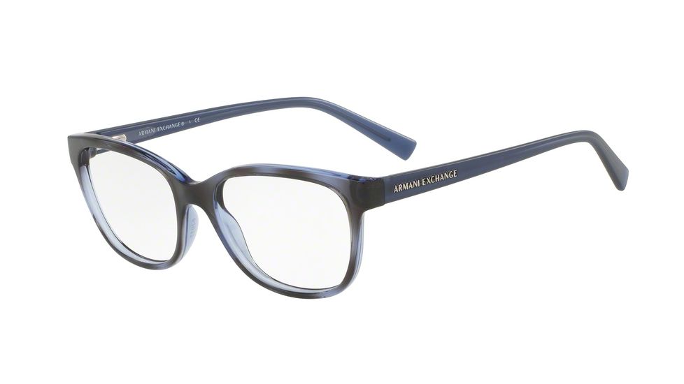 Armani Exchange AX3037 Single Vision Prescription Eyeglasses 8206-53 - Havana Blue Twilight Frame