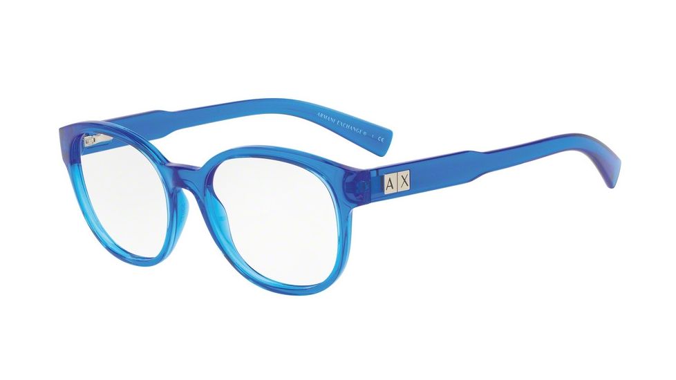 Armani Exchange AX3040F Single Vision Prescription Eyeglasses 8210-53 - Matte Transparent Light Blue Frame