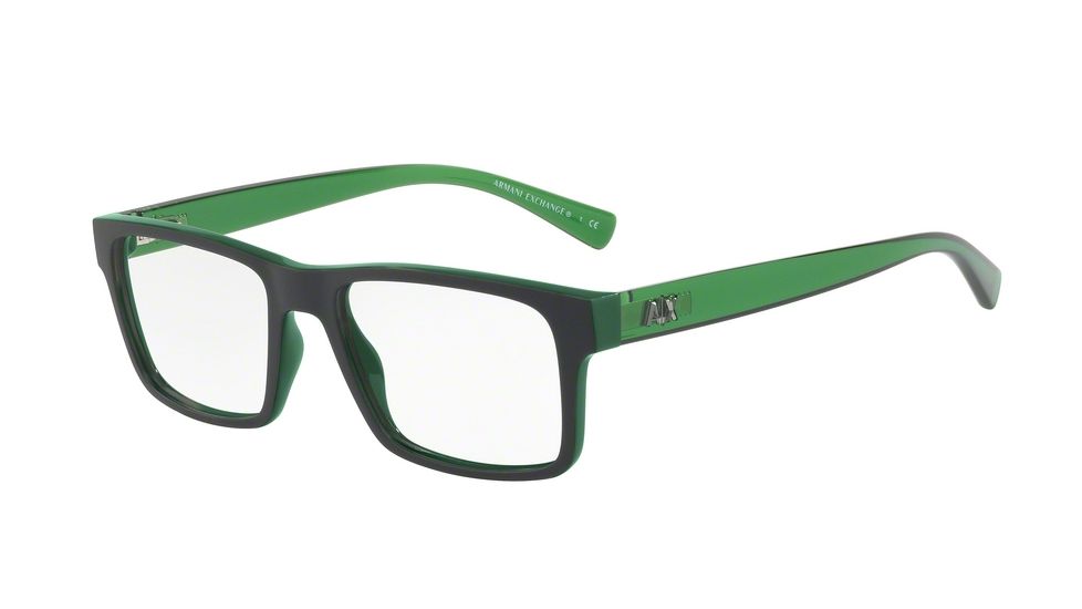 Armani Exchange AX3042 Progressive Prescription Eyeglasses 8218-54 - Military Green/top Mt Black Frame