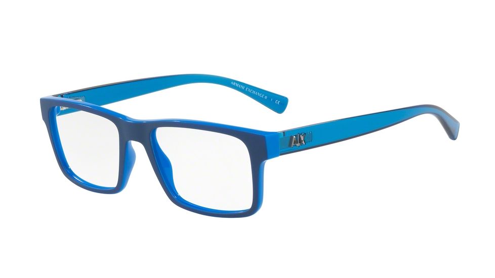 Armani Exchange AX3042 Progressive Prescription Eyeglasses 8219-54 - Electric Blue/top Mt Blue Frame