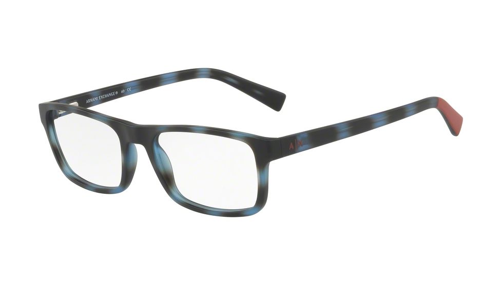 Armani Exchange AX3046 Progressive Prescription Eyeglasses 8230-54 - Matte Blue Havana Frame