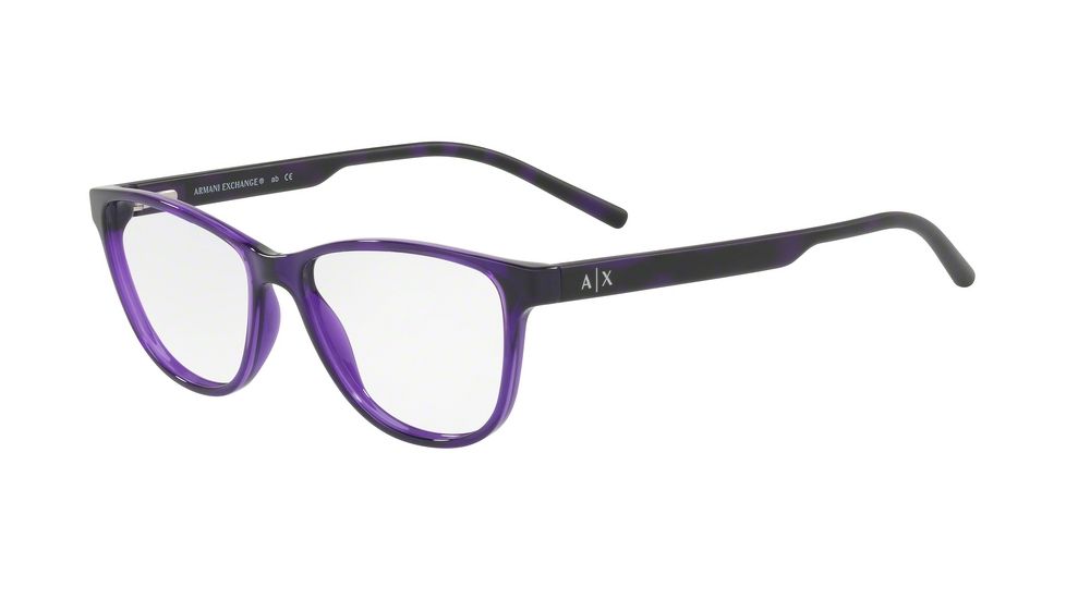 Armani Exchange AX3047 Single Vision Prescription Eyeglasses 8236-53 - Transparent Purple Frame