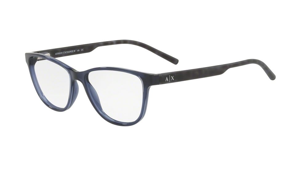 Armani Exchange AX3047 Single Vision Prescription Eyeglasses 8237-53 - Transparent Blue Frame