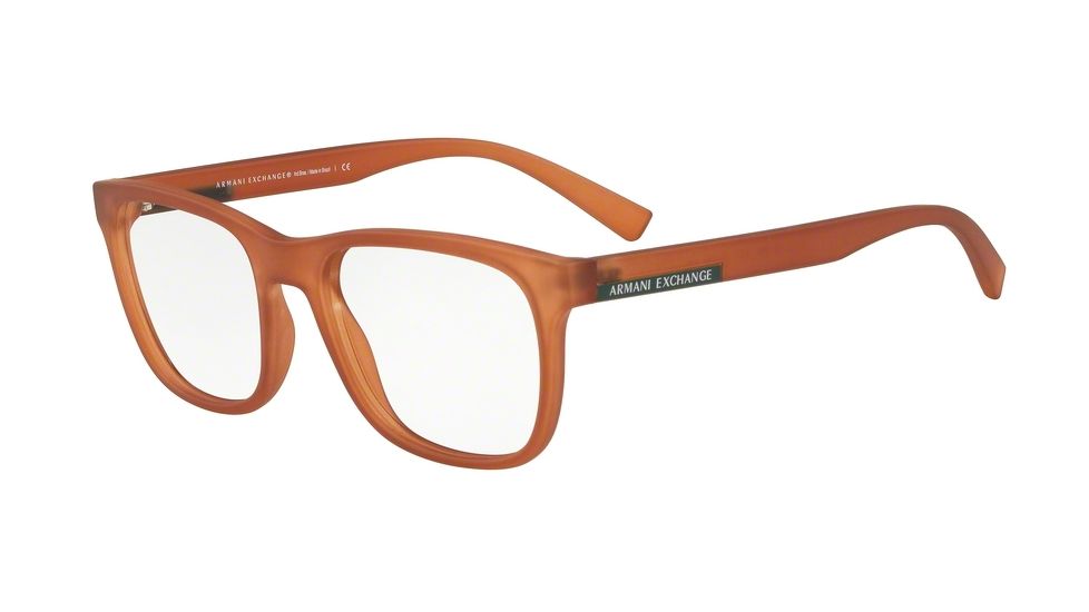 Armani Exchange AX3056 Progressive Prescription Eyeglasses, 53mm, Matte Transparent Caramel, AX3056-8277-53-PRO