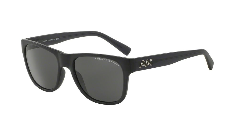 Armani Exchange AX4008 Single Vision Prescription Sunglasses AX4008-802087-56 - Lens Diameter 56 mm, Frame Color Matte Black Transparent