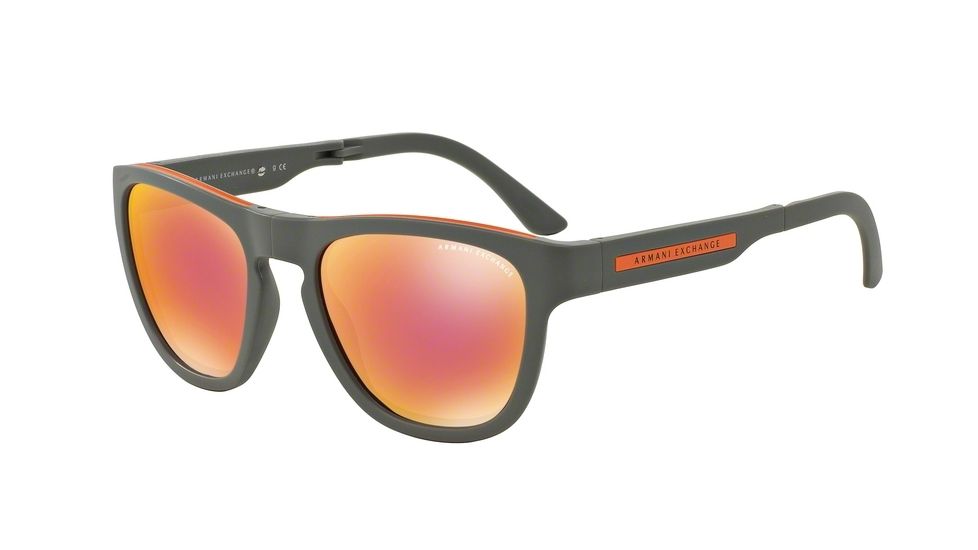 Armani Exchange AX4012 Progressive Prescription Sunglasses AX4012-80156Q-54 - Lens Diameter 54 mm, Frame Color Grey/Orange