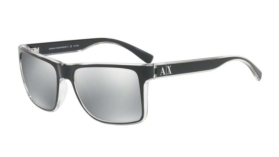 Armani Exchange AX4016 Progressive Prescription Sunglasses AX4016-8221Z3-57 - Lens Diameter 57 mm, Frame Color Top Black On Crystal