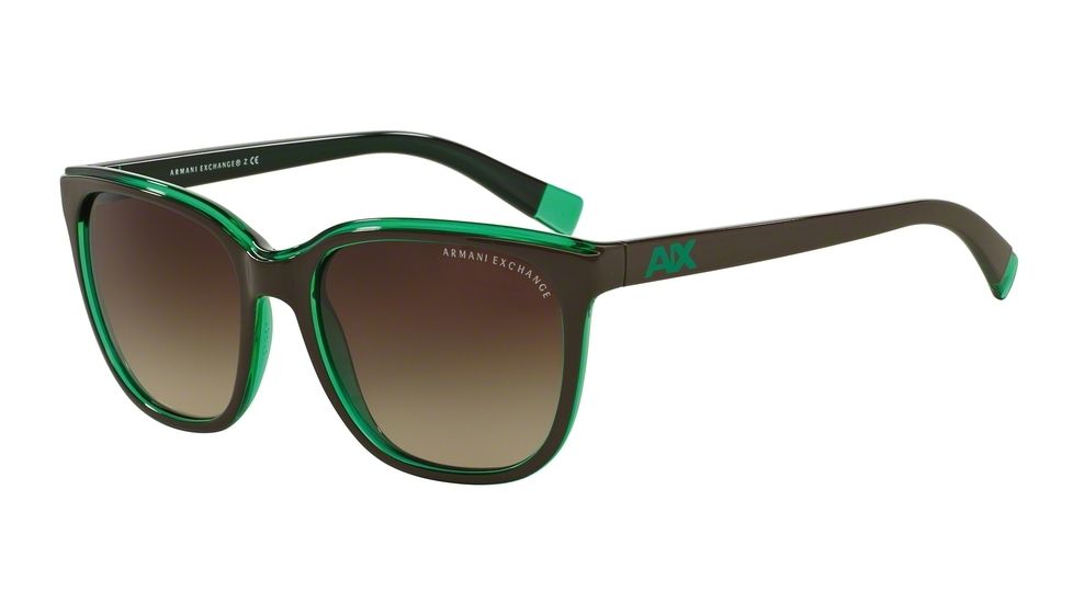 Armani Exchange AX4031 Progressive Prescription Sunglasses AX4031-814613-55 - Lens Diameter 55 mm, Frame Color Brown/bright Spearmint Trans