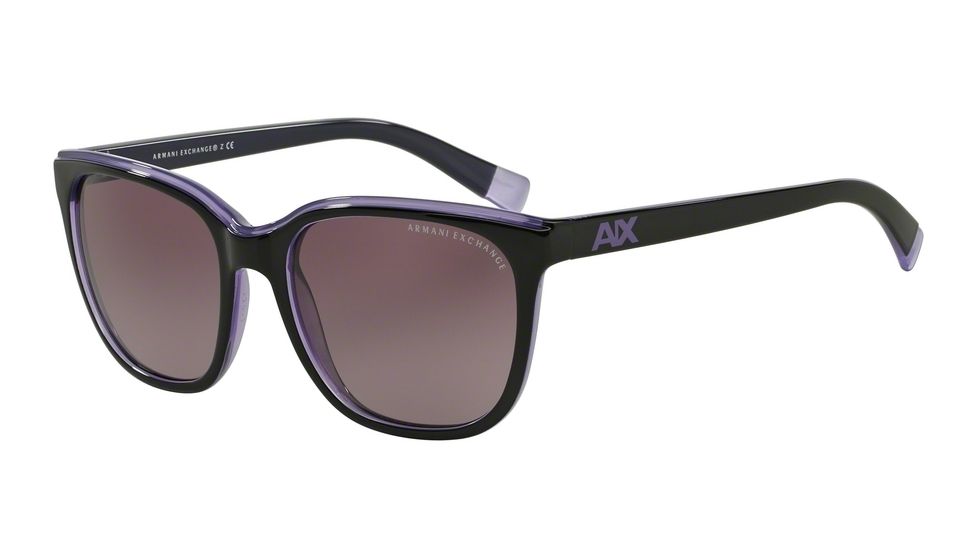 Armani Exchange AX4031F Single Vision Prescription Sunglasses AX4031F-81458H-55 - Lens Diameter 55 mm, Frame Color Black /violet Trans
