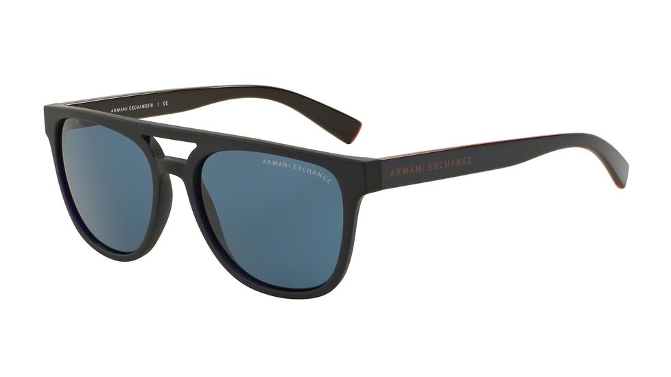 Armani Exchange AX4032F Progressive Prescription Sunglasses AX4032F-814172-56 - Lens Diameter 56 mm, Frame Color Blue Mt/samba Red Trans