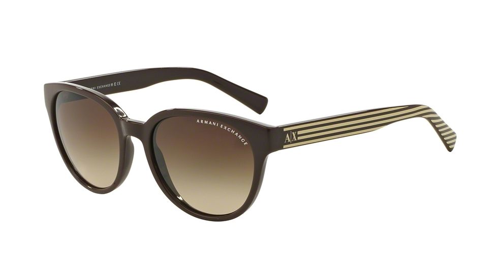 Armani Exchange AX4034 Progressive Prescription Sunglasses AX4034-814913-54 - Lens Diameter 54 mm, Frame Color Brown /brown Cream Stripe
