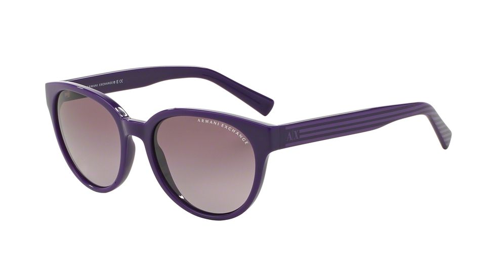 Armani Exchange AX4034 Progressive Prescription Sunglasses AX4034-81518H-54 - Lens Diameter 54 mm, Frame Color Dk Purple /dk Purp Grp Stripe