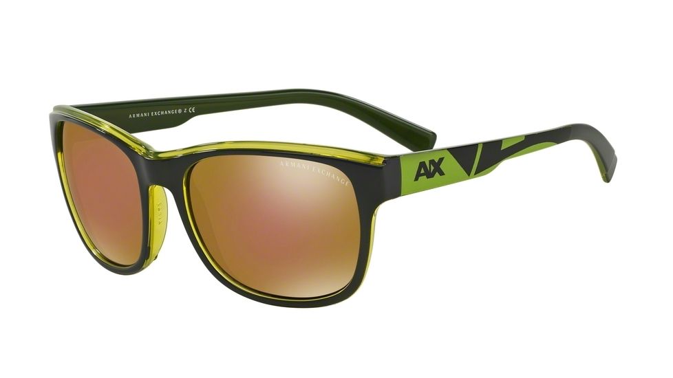 Armani Exchange AX4036F Progressive Prescription Sunglasses AX4036F-814373-57 - Lens Diameter 57 mm, Frame Color Dk Grey/ Green Apple Trans