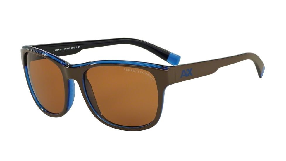 Armani Exchange AX4036F Progressive Prescription Sunglasses AX4036F-814473-57 - Lens Diameter 57 mm, Frame Color Brown/blue Trans